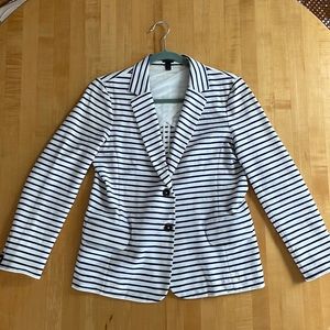 J.Crew Maritime blazer in white/navy stripe. Size Medium. Style #84593